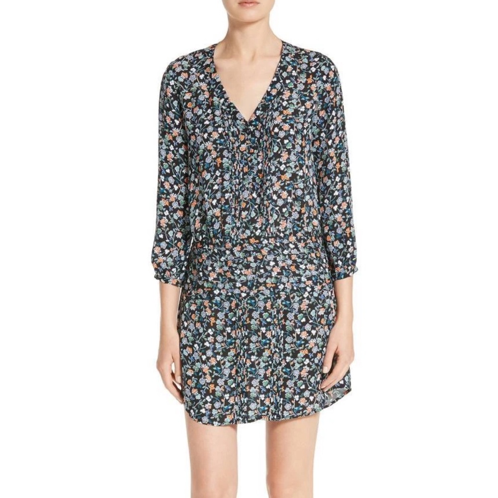 Veronica Beard August Floral V Neck Dress Pleats Sz 10